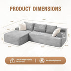 Hobestluk Modular Sectional Sofa Couches L-Shape Couch 3 Seat Modular Sofa - Image 2
