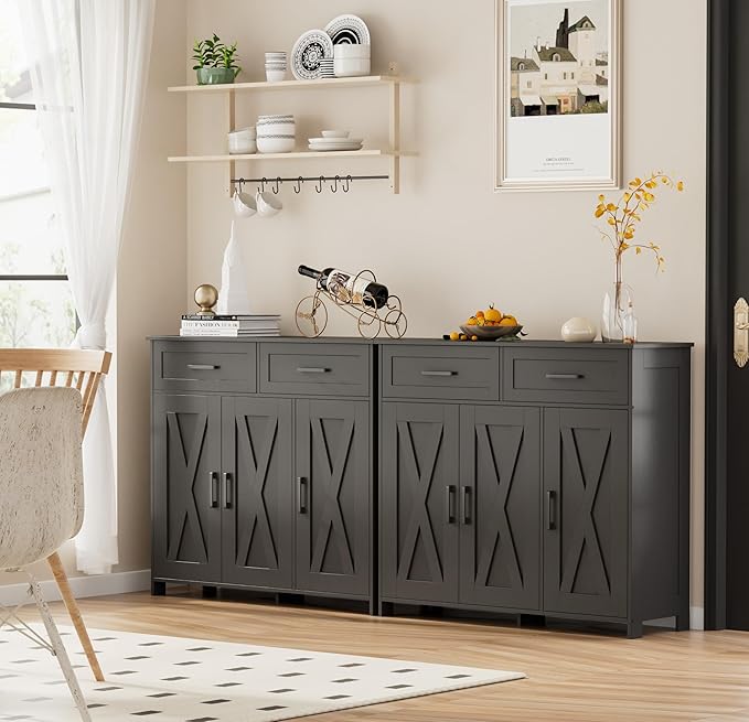 Homhedy Sideboard Buffet Cabinet, Coffee Bar Storage Cabinet - Image 7