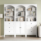 Bookshelf with Doors, Floor Standing Display Storage Cabinet - Image 4