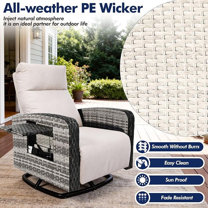 ZZW Outdoor Recliner Chair, Wicker Patio Recliners - Image 5