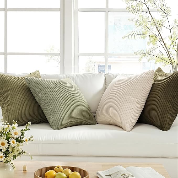 Topfinel Green White Spring Pillow Covers 18x18 Inch Set of 4 Boho Nordic - Image 2