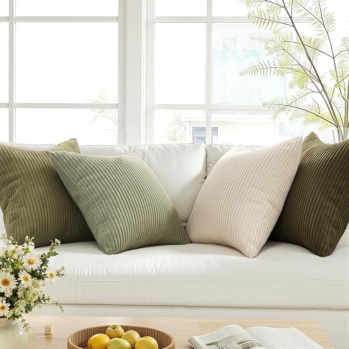Topfinel Green White Spring Pillow Covers 22x22 Inch Set of 4 Boho Nordic - Image 3