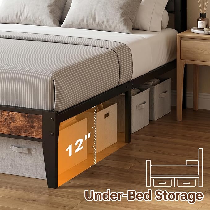 Full Size Bed Frame with Dual-Layer Headboard and Footboard, Bed Frame Full - Image 5