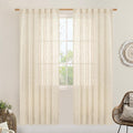 Beige Faux Linen Curtains for Doorway Living Room 2 Panels Set | 80 Inch Faux by LAMIT