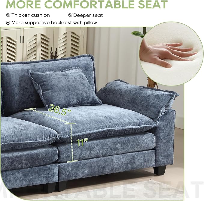 Oprisen 154" Modular Sectional Sofa, Comfy Cloud Couch Sectional Sofa - Image 4