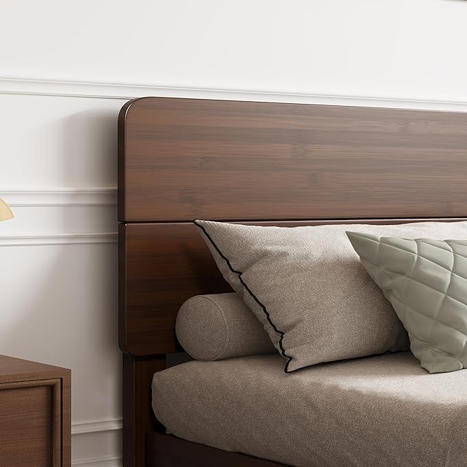 BOSRII 14in High Solid Bamboo Wood Platform Twin Size Bed Frame - Image 3