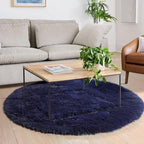 Amdrebio Dark Navy Blue Round Rug 4Ft - Image 5