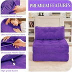 HABUTWAY Folding Sofa Bed, Convertible Sleeper Chair Bed w/Dual-Pillow & Handle - Image 6
