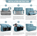 TAOCOCO Recliner Loveseat Slipcover, 6 Pieces Dual Recliner Sofa Covers - Image 6