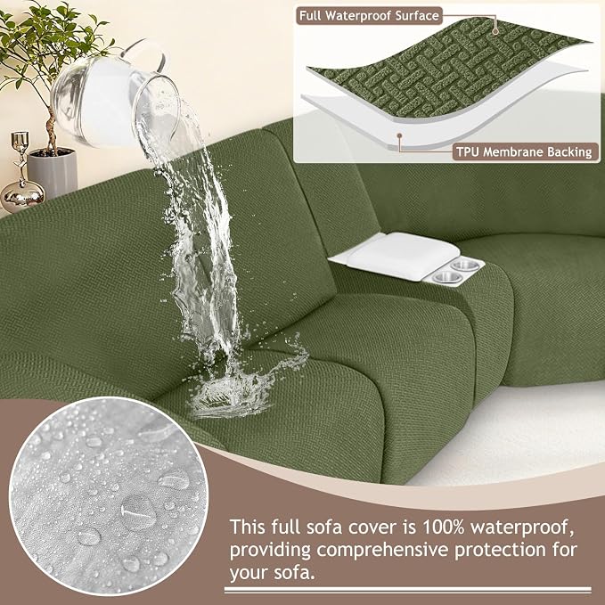 ALIECOM 100% Waterproof Recliner Sectional Couch Covers L Shape Stretch Corner - Image 4