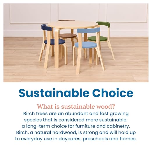 ECR4Kids Bentwood Table and Curved Back Chair Set, Kids Furniture - Image 8
