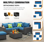 JOYURE 6 Pieces Patio Furniture Set All-Weather Outdoor Wicker Sectional - Image 7