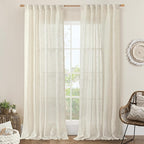 Natural Linen Blended Curtains for Living Room 120 Inch Semi Sheer | Light by LAMIT