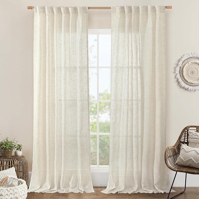 102 inch Long Linen Curtains 2 Panels by LAMIT