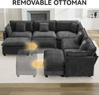 113'' V Shaped Cloud Sectional Sofa, Oversized Deep Seat Couches - Image 7