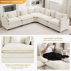 113'' V Shaped Cloud Sectional Sofa, Oversized Deep Seat Couches - Image 3