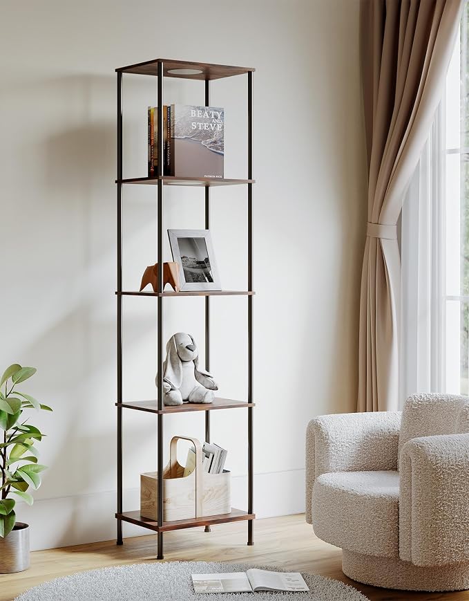 Display Shelf with RGBW Light, Color Changing Curio Cabinet Floor Lamp with - Image 8