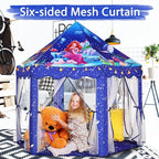 Monobeach Mermaid Princess Tent Girls Blue Large Playhouse Kids Castle Play Tent - Image 3