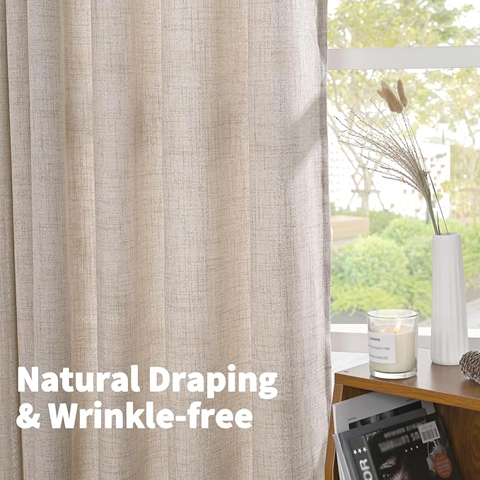 YoungsTex Linen Curtains 52 x 98 Inch 2 Panels, Filtering Drapes Grommet | - Image 7