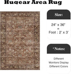 2x3 Brick Red Vintage Floral Washable Area Rug - Image 2