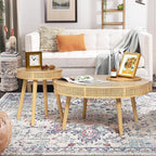 RUSTOWN 2-Piece Farmhouse Coffee Table, Modern Rustic Sofa Side Tea Tables - Image 6