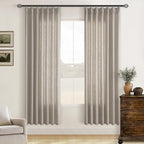 Burlywood Birch Pleated Linen Semi Sheer Curtains 78 Inches Long 2 Panels | by Twodrapes