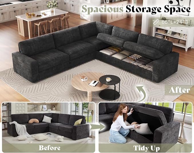 AMERLIFE 106" Oversized Sofa Bed, Sectional Sleeper Sofa - Image 5