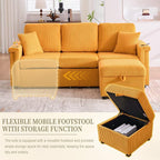 L-Shaped Sectional Sofa with Storage & Movable Ottoman, Corduroy 3 Seater - Image 8