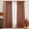RYB HOME Farmhouse Boho Linen Sheer Curtains 90 inches Long by RYBHOME