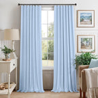 Total Blackout Baby Blue Linen Curtains 108 Inches Long 2 Panel Set Light Blue - Image 9