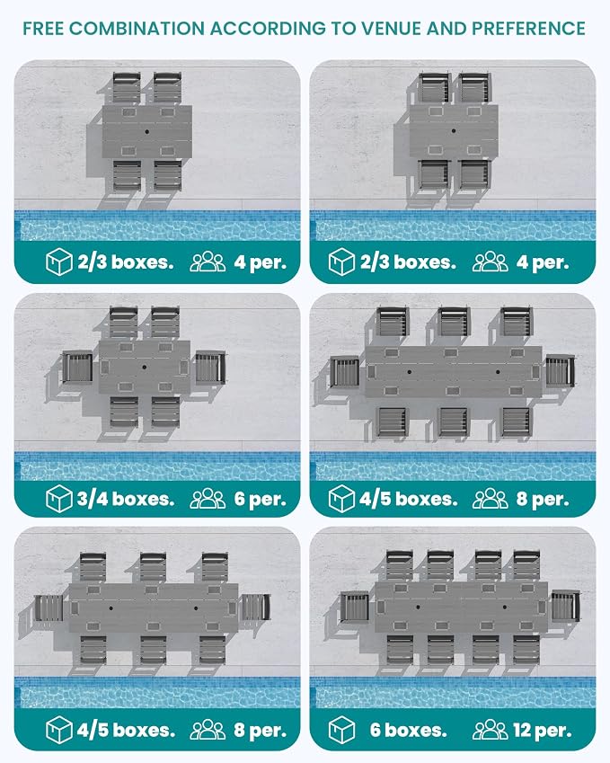 SERWALL HDPE Dining Set for 8: 2 Umbrella Hole Tables + 8 Chairs. Includes 8 - Image 9