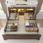 EnHomee Queen Bed Frame with Headboard and Storage, 4 Drawers and LED Built in - Image 5