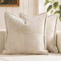 MIULEE Decorative Euro Sham Throw Pillow Covers 24x24 Inch Beige 2 Pack | Boho by MIULEE