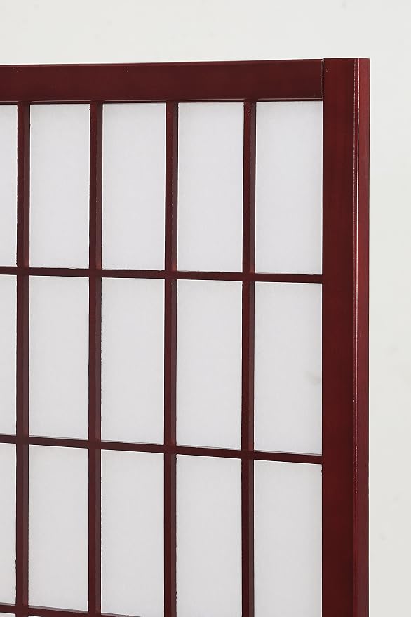Roundhill Furniture Oriental Shoji 4 Panel Screen Room Divider - Image 3