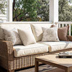 Set of 2 Decorative Floral Pillow Covers 16x16 Inch Light Camel | Neutral - Image 5