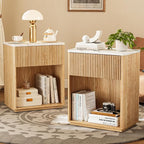 Modern Fluted Nightstand Set of 2 by Unknown