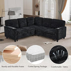 L-Shaped Sectional Couch with Storage and Pull Out Bed, Convertible Sofa Bed - Image 9