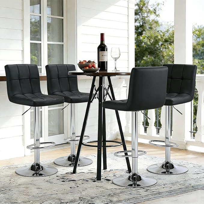 DUMOS Bar Stools Set of 4, 24 inch Counter Height Bar Stools, Upholstered - Image 6