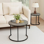 Giantex Nesting Coffee Table Set of 2, Round Stacking Side Tables - Image 9