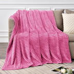 BEDELITE 3D Ribbed Hot Pink Fleece Throw Blanket - Image 2