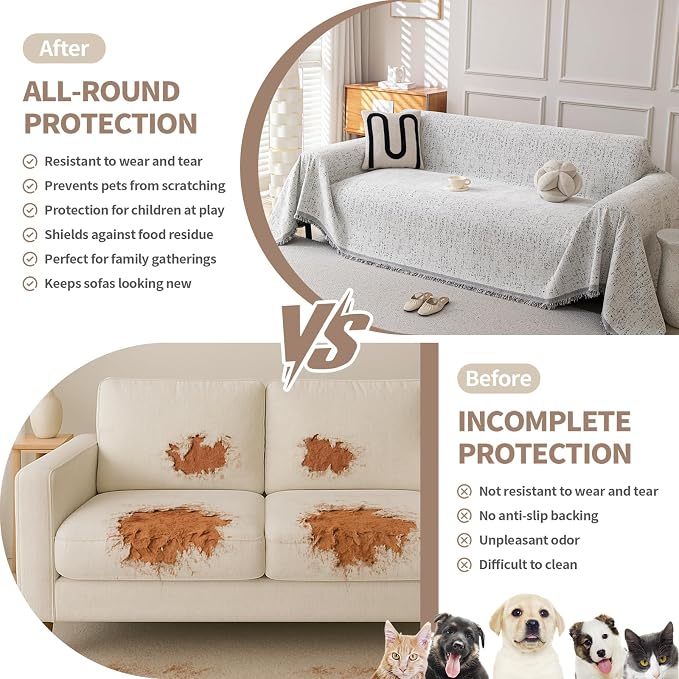 Boho Chenille Couch Cover for Dogs, Non Slip Sofa Cover, Couch Slipcover Covers - Image 4