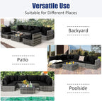 Tangkula 7 Pieces Patio Rattan Furniture Set, Patiojoy Outdoor Conversation Set - Image 8