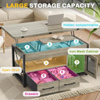 Itaar 40" Lift Top Coffee Table, 4 in 1 Coffee Tables - Image 3