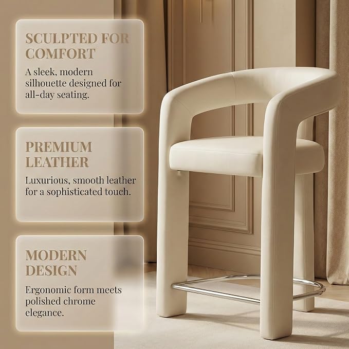 HNY 26 Inch Modern Tall Barrel Bar Stool, Velvet Upholstered Barstools - Image 5