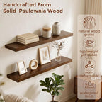 fuqing 40 Inch Floating Shelves | 6.7 Inch Deep Dark Wood Floating Shelves - Image 4