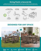 SERWALL Patio Dining Set with 15FT Double Side Umbrella, Outdoor Dining Sets - Image 6