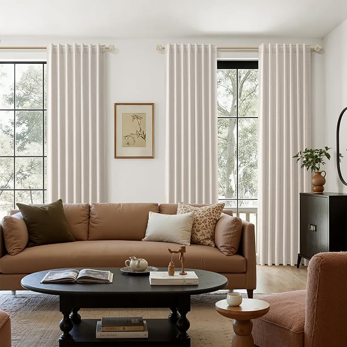 100% Blackout Linen Curtains for Bedroom 90 inches Long, Thermal Insulated Room - Image 9