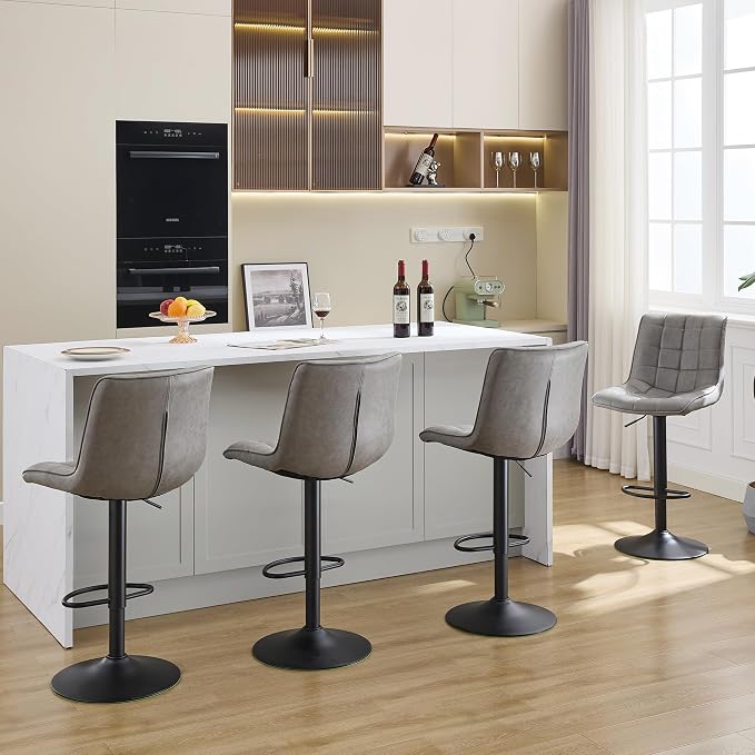 FIRAVOE Swivel Bar Stools Set of 4, Modern Adjustable Bar Stools - Image 7