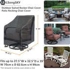 Outdoor Swivel Rocker Chair Cover 2 Pack, Patio Swivel Chair Covers - Image 3