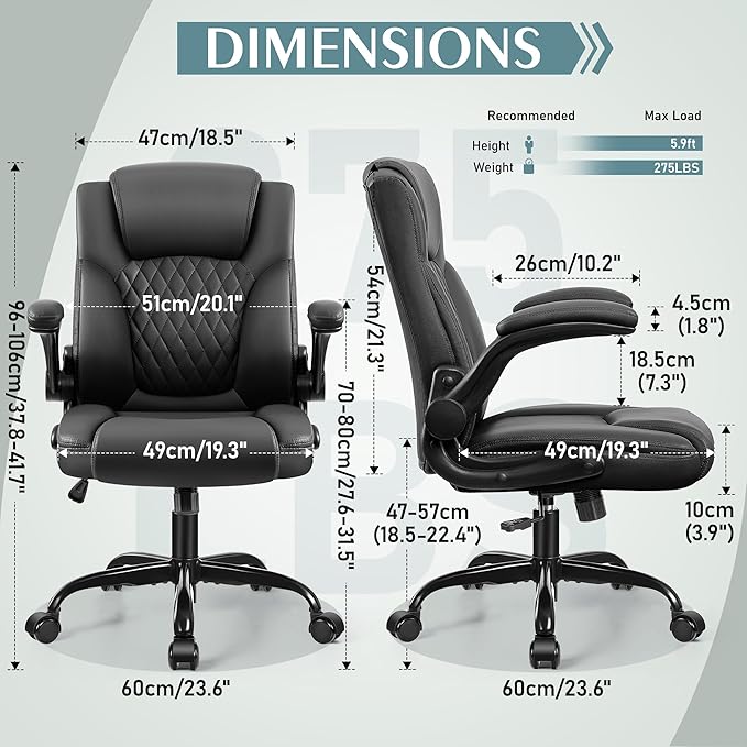 Leather Office Chair, PU Home Computer Desk Chairs - Image 3